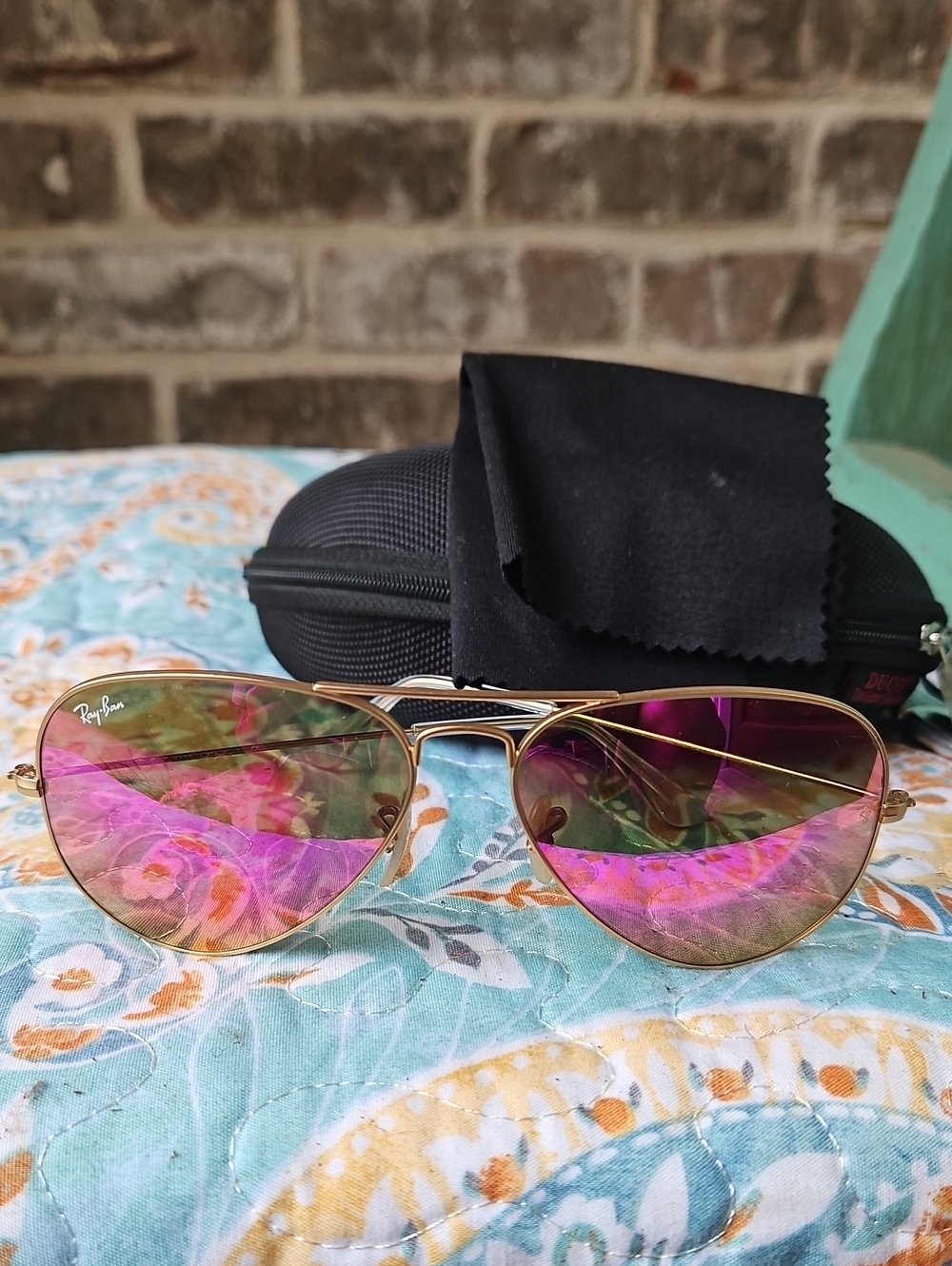 Ray-Ban Authentic Flash Pink Lens RB3025 Pilot Aviator Mirrored Gold Sunglasses - Picture 2 of 7